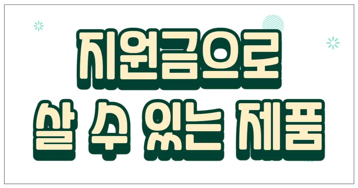 지원금으로 살 수 있는 제품